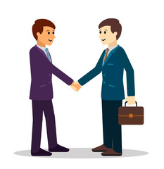 Business partnership handshake vector illustration. Deal sign or businessmen robust agreement people hands shaking. Vector Flat Illustration. Eps 10