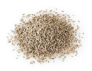 Heap of anise seeds isolated on white background