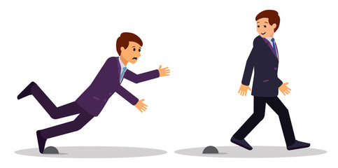 
Two businessmen pass through obstacles. Business concept vector illustration. Eps 10