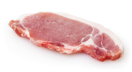 Raw pork meat isolated on white background with clipping path