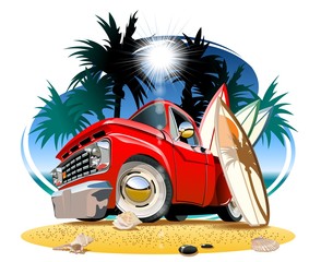 Cartoon retro camper pickup © Mechanik