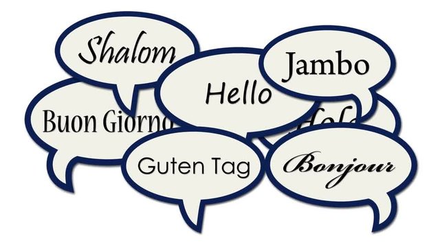 Messages: Speech Bubbles with Various International Greetings