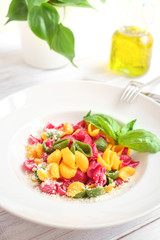 Cooked Conchiglie rigate colored