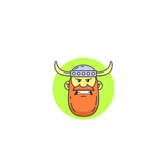 Colored cartoon illustration of the evil viking's face