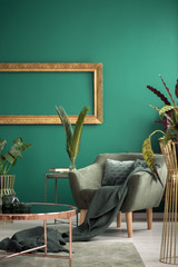 Green interior with golden elements