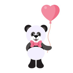Obraz premium cartoon panda with tie and lovely balloons