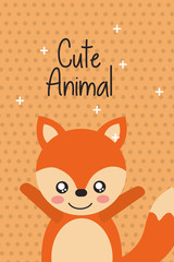 cute animal fox cartoon bright background vector illustration