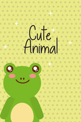 cute animal frog cartoon bright background vector illustration