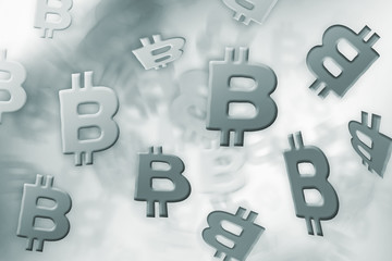 Illustration of Bitcoin - virtual currency in silver grey