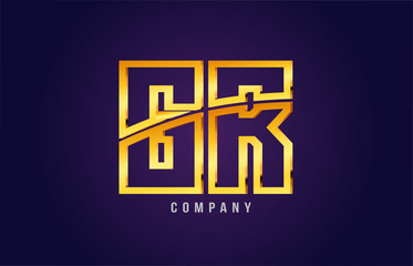 gold golden alphabet letter gr g r logo combination icon design