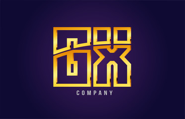 Obraz premium gold golden alphabet letter gx g x logo combination icon design