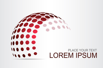 Logo stylized spherical surface with abstract shapes