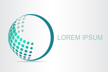Logo stylized spherical surface with abstract shapes