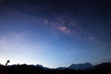 Nightscape scenery with starry and milky way