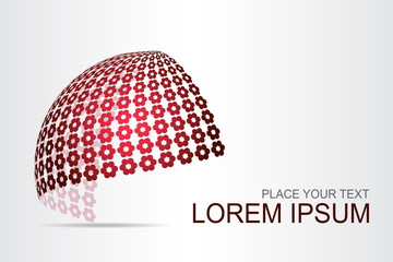 Logo stylized spherical surface with abstract shapes