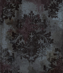 Vector damask pattern element. Classical luxury old fashioned ornament grunge background. Royal Victorian texture for wallpapers, textile, fabric, wrapping. Exquisite floral baroque templates - obrazy, fototapety, plakaty