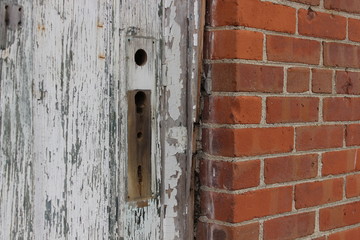 Exterior of old brick abandoned historical mental asylum facility