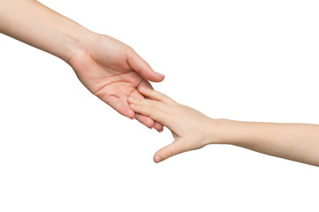 Mother and child hands isolated