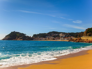 Fototapeta premium View of Tossa de Mar from the Mar Menuda beach, Spain