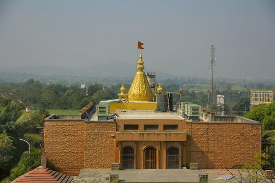 Golden Kalash with saffron flag, Shri Sai Sansthan Prati Shirdi, Shirgaon, Pune