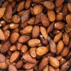 mosaic of almonds prepared for cooking