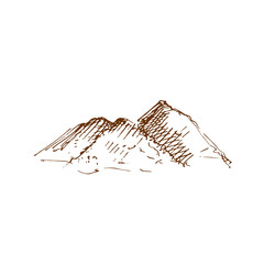 Hand drawn pile of sand, ore, stone or rubble. Sketch, vector illustration.