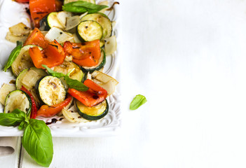 Baked vegetables with balsamic sauce