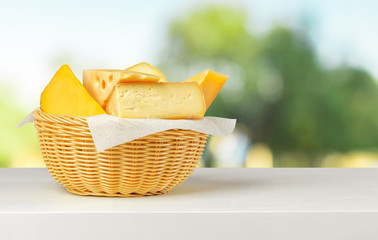 cheese on wooden table