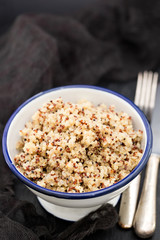boiled quinoa in white bowl