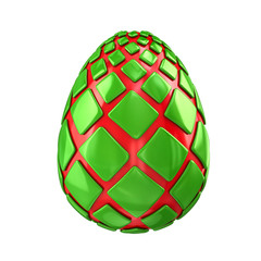 Green dinosaur's egg 3d illustration on white background