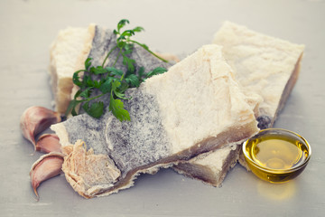 salted cod fish with herbs