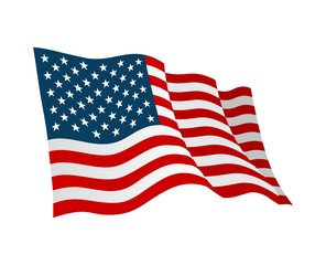 Fototapeta premium American flag. Vector flat color illustration isolated on white
