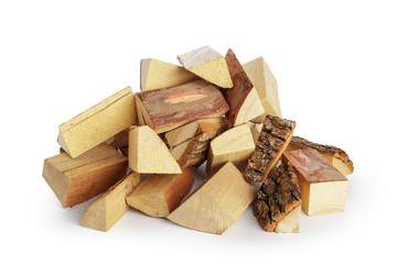 Pile of firewood isolated on a white background