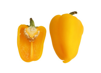 a ripe bell pepper and half of the pepper