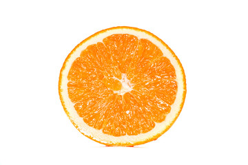 Orange slice closeup background texture isolated on white background