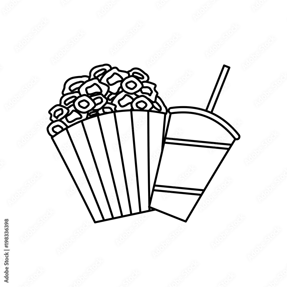 Poster pop corn and soda cinema icon vector illustration design