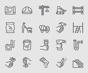 Construction working line icon