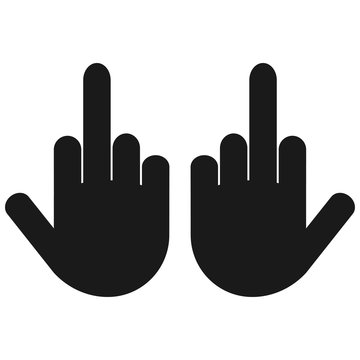 Two hand with Middle finger Up. icon isolated. Flat design