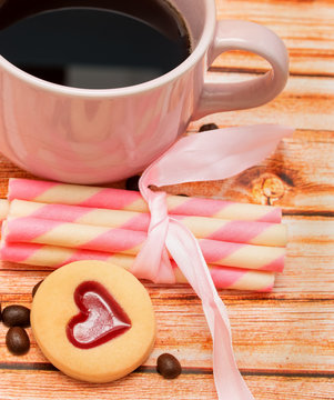 Love Cookie Coffee Represents Bicky Bickies And Cracker