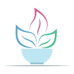 Bowl and leaves spa and beauty symbol