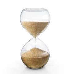 3d hourglass with pouring sand isolated on a white background 3d illustration