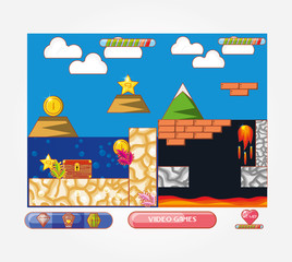 Obraz premium video game scene set icons