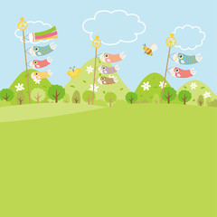 Obraz premium こどもの日 鯉のぼりのカード