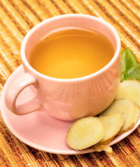 Outdoor Ginger Tea Means Refreshing Teacup And Spices