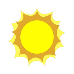Flat vector sun icon illustration on white background copyspace
