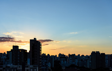 View of the sunset in the city of Belo Horizonte in Minas Gerais with its buildings in the background