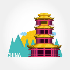 Fototapeta premium chinese culture architecture icons