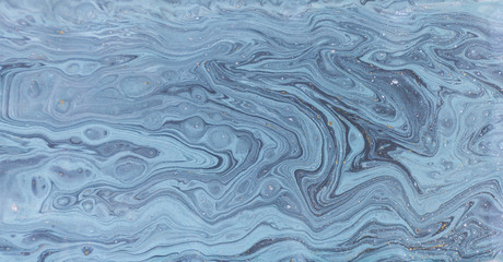 Fototapeta premium Marble abstract acrylic background. Nature blue marbling artwork texture.