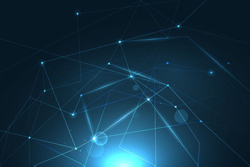 Vector abstract geometric background with polygonal lines and structures - technology, connection