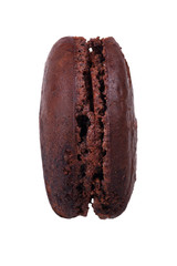 Brown macaroon on white background